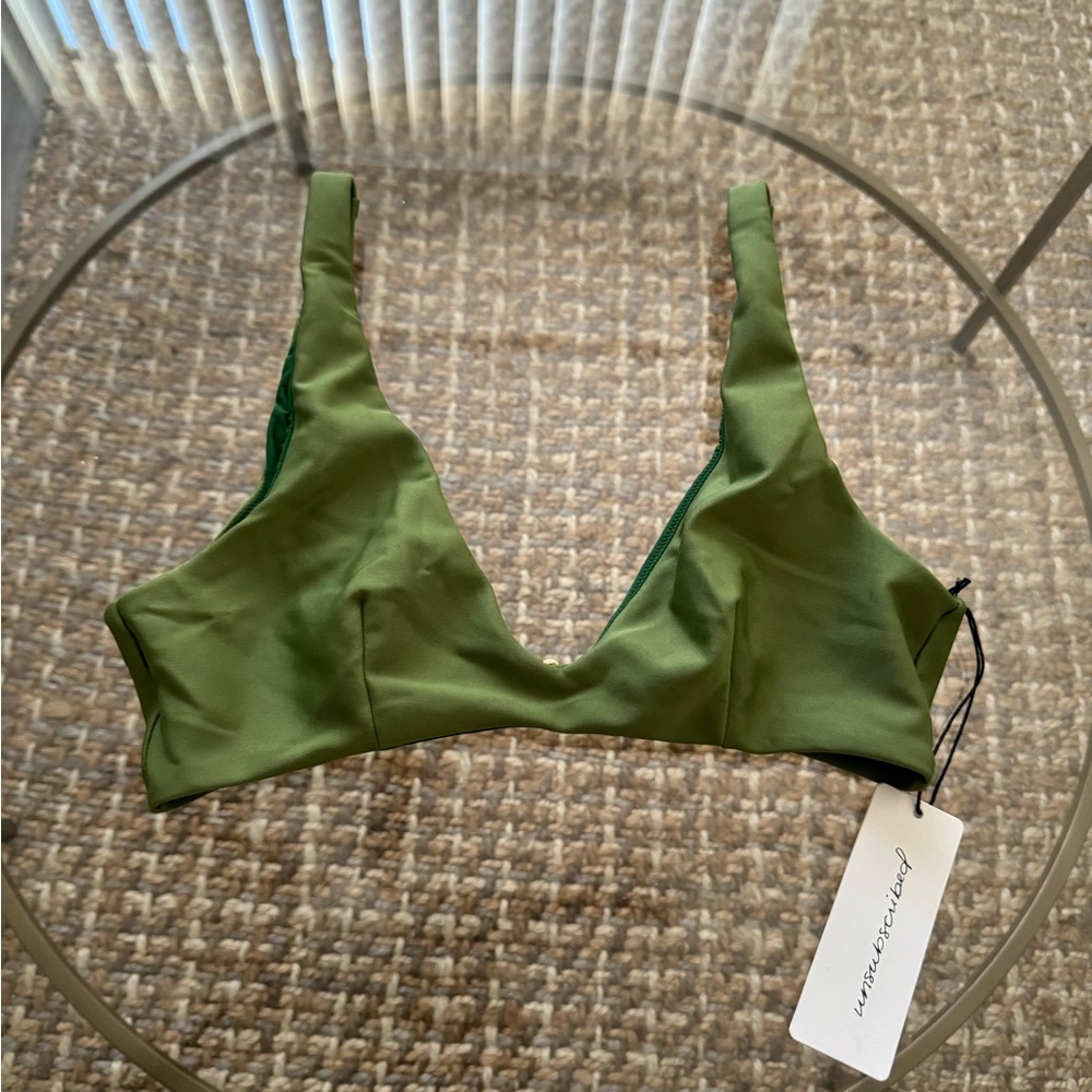 unsubscribed triangle plunge double knit bikini top